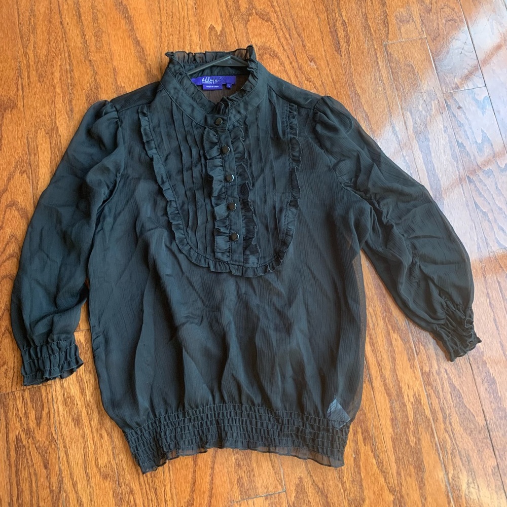 Miley Cyrus Max Azria Sheer Black Blouse Size L